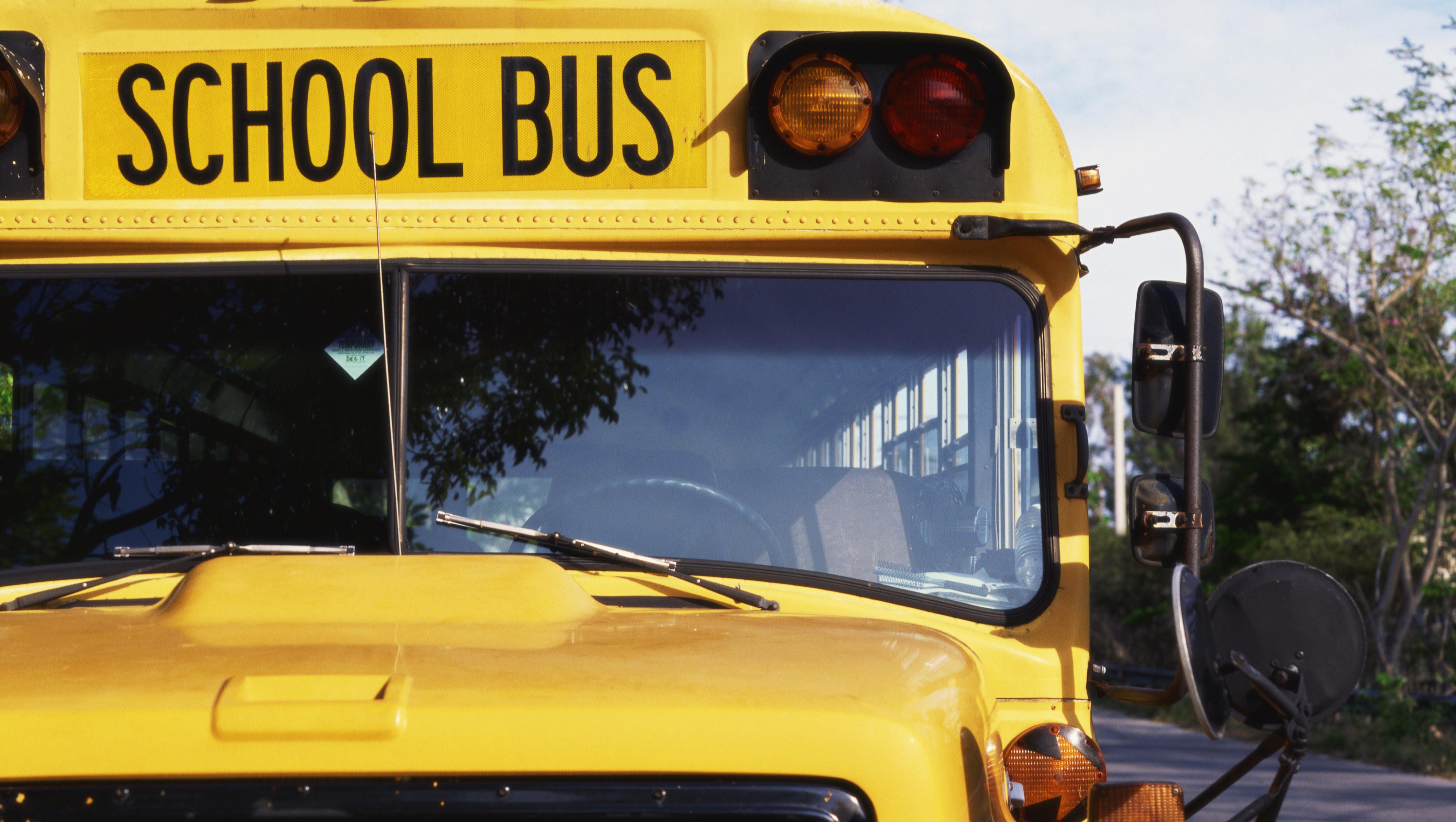 Front view of a school bus