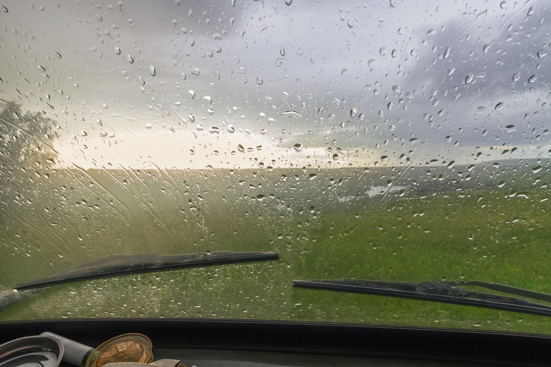 Water droplets on window of car