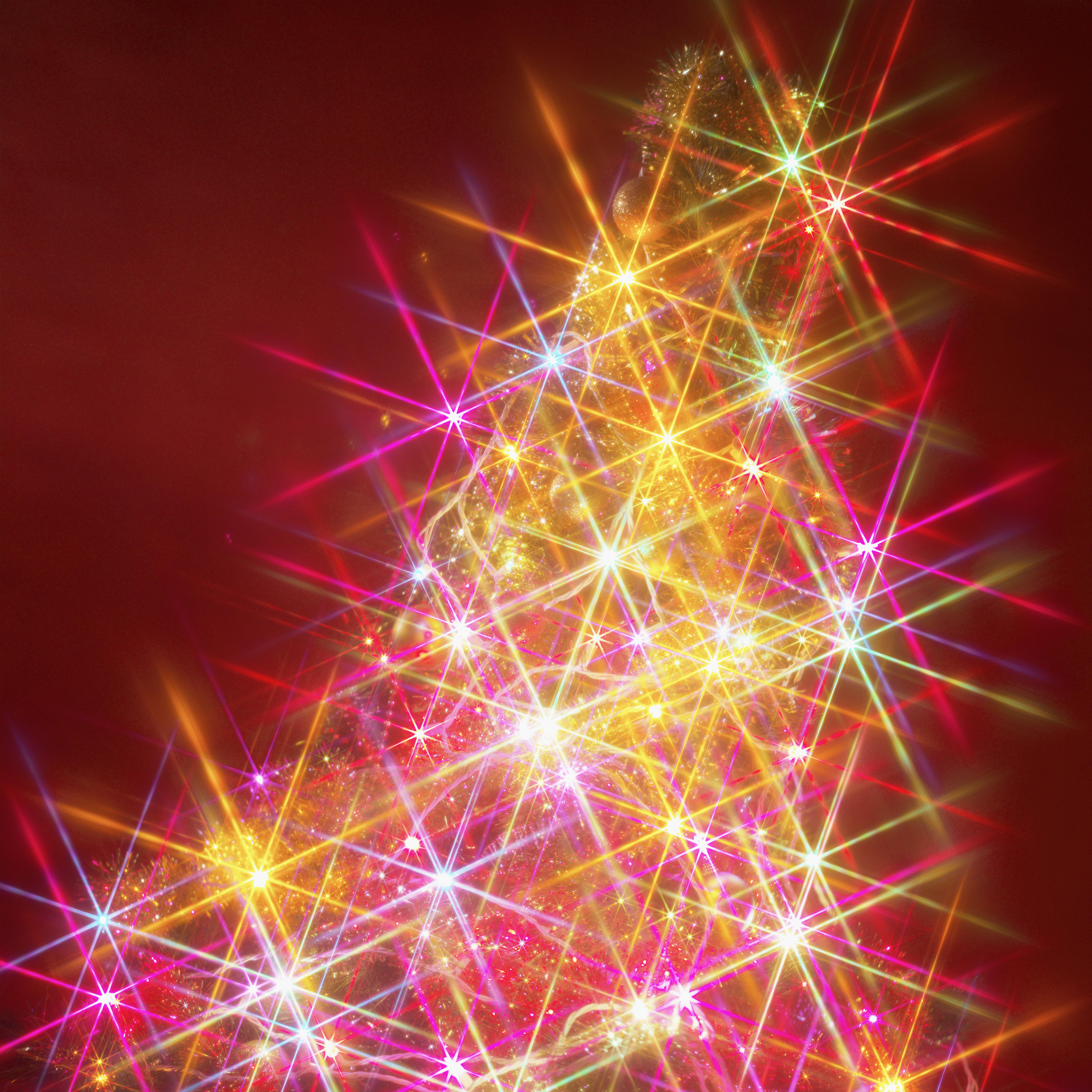 blurred view of lights on a christmas tree